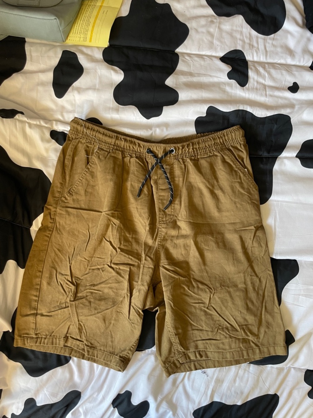 Source Unknown Men’s Drawstring Flat Front Shorts - Tan
